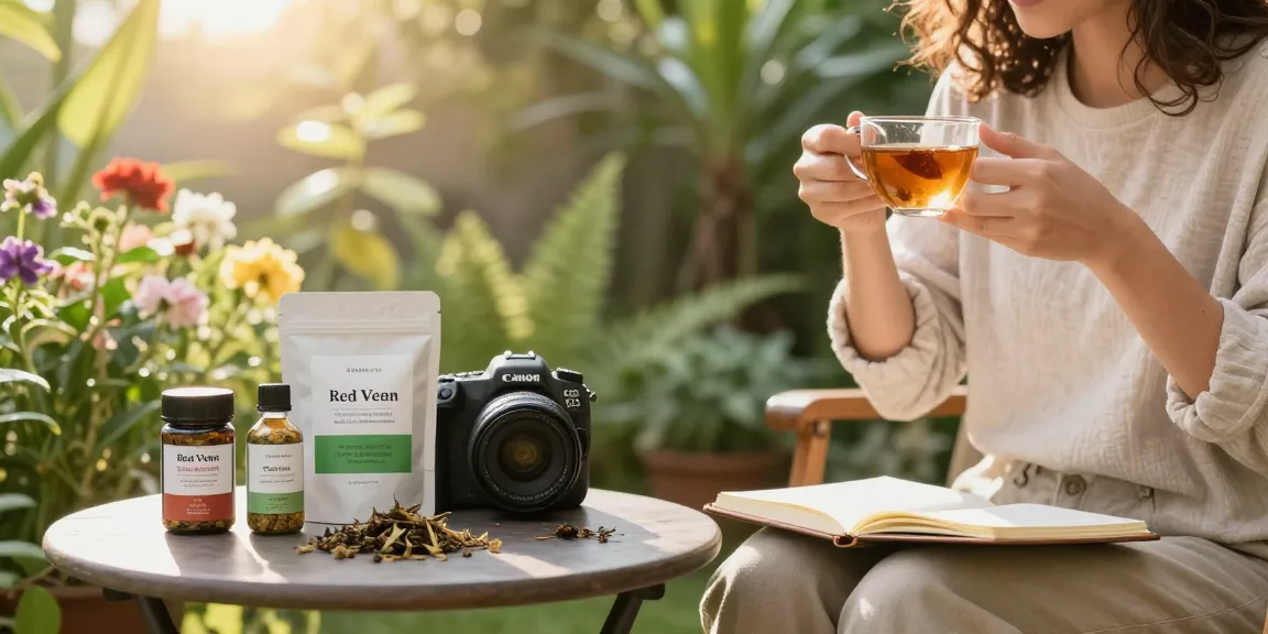 Person enjoying herbal tea infused with Red Vein Kratom, promoting relaxation and serenity at behappygoleafy.com/red-vein-kratom.
