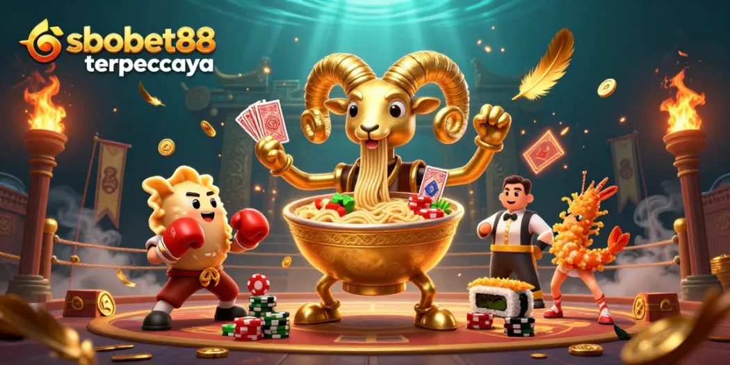 Engage in thrilling betting scenarios with sbobet88 terpercaya in this vibrant casino illustration.